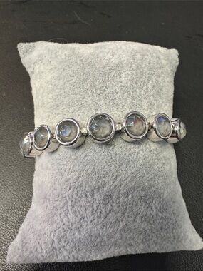 Silver-Tone Bracelet with Clear Faceted Stones